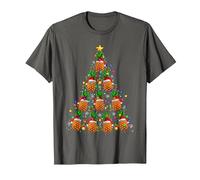 Árbol de Navidad Piña Luces de Navidad Fruta Vegana Camiseta, Hombre, Asfalto, L