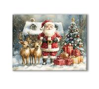 Árbol de Navidad Pintar por Numeros Adultos Ciervo DIY Pintar por Numeros con Marco 40x50cm Manualidades Adultos, Paint by Numbers Adult con 3 Pinceles y Pigmento Acrílico, Home Wall Decor 0R-1301