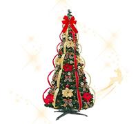 Árbol de Navidad Plegable, Árbol de Navidad Artificial Luminoso, Árbol de Navidad Pop Up Slim, Apariencia Realista con Ramas Densas, Estable con Base Metálica, para Interior Exterior Casa Tienda (1.2m