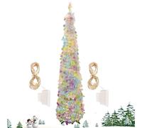 Árbol De Navidad Plegable Artificial con Luces LED Coloridas Brillantes | Decoración Navideña Árbol Hogar Fiesta para Hogar Oficina Sala Dormitorio Escuela Centro Comercial Hotel Elogio de tiempo