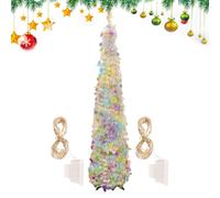 Árbol de Navidad Plegable Artificial con Luces LED Coloridas Brillantes | Decoración Navideña Árbol, Hogar y Fiesta para Hogar Oficina Sala Dormitorio Escuela Centro Comercial Hotel Elogio de tiempo