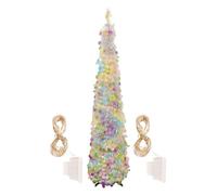 Árbol de Navidad Plegable Artificial con Luces LED Coloridas Plegable | Decoración Navideña De Árbol Para Fiestas para Hogar Oficina Sala Dormitorio Escuela Centro Comercial Hotel Elogio de tiempo