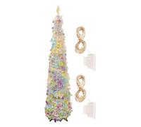 Árbol De Navidad Plegable Iluminado LED Colorido Firme Detalles Fiesta | Decoración Navideña De Árbol Para Fiestas para Hogar Oficina Sala Dormitorio Escuela Centro Comercial Hotel Elogio de tiempo