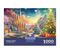 Árbol de Navidad por un Castillo de Cuento de Hadas Puzzle De 1000 Piezas Cartón Reciclado, Excelente Regalo para Todas Las Edades 38x26cm/1000pcs