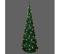 Árbol de Navidad predecorado predecorado de 150 cm, Luces LED Blancas cálidas, Funciona con Pilas