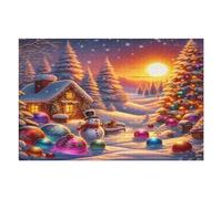 Árbol de Navidad Puzzle 1000 Piezas Cartón Resistente Regalos del Festival Rompecabezas Familiar para Toda La Familia Juguete Educativo 3D Maquetas Construir 1000 PCS