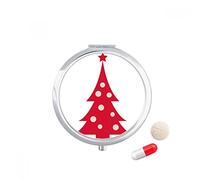 Arbol de Navidad rojo Festival Travel bolsillo píldora caso medicina dispensador espejo regalo caja de almacenamiento