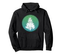Árbol De Navidad Silencioso Noche Blanca Silueta Retro Sudadera con Capucha