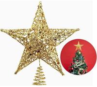 Árbol de Navidad Star Top - Estrella de 5 Puntas Shine para Decoración del Hogar y Fiesta Interior (Golden)
