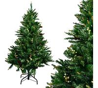 Árbol de Navidad Verde 180 CM Artificial, con Efecto Puntas de Oro y Piñas 687 Ramas PVC con Soporte Metálico de Fácil Instalación para Decoración del Hogar (Efecto Oro, 180CM)