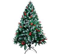 Árbol de Navidad Verde Natural con Nieve y Bayas Rojas, árbol de Navidad nevado, Luces de Navidad Opcionales, decoración arbol Navidad a tu Gusto, Chistmas Tree
