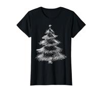 Árbol de Navidad X-Mas Graphic Family Árbol de Navidad Camiseta, Mujer, Negro, S