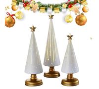 Árbol de Noches estrelladas de 3 Piezas, decoración de árboles de Navidad de Resina degradada con Luces LED, para el hogar, apartamento, Sala de Estar, Fiesta, Decoraciones navideñas White