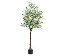 Árbol De Olivo Artificial En Maceta Negra, Olivo Falso En Maceta, Planta Artificial Con Frutos, Para Decoración Interior Y Exterior Cubierta(180cm/5.9ft)