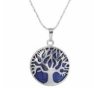 Árbol de piedra semi preciosa de la vida/luna y sol de la luna collares colgantes de la joyería curativa-Lapis Lazuli Tree