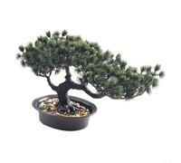 Árbol de pino artificial bonsái acogedor con resina y maceta de plástico, para decoración de escritorio interior, oficina o alféizar de ventana, realista y fácil de cuidar