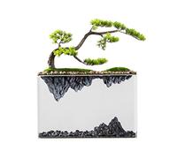 Árbol de pino bonsái artificial creativo, árbol en maceta con plantas falsas, artificiales rocalla for el hogar, oficina/patio, exhibición escritorio, decoración jardín Árbol artificial para terraza