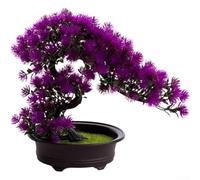 Árbol de pino bonsái artificial, planta sintética de plástico de 26 cm de alto para decoración del hogar y la oficina, vegetación de bajo mantenimiento, diseño realista (A)