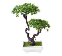 Árbol de pino bonsái sintético en maceta para decoración moderna en el hogar y la oficina interior sin mantenimiento (verde)