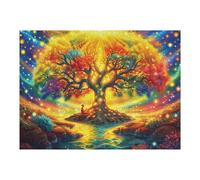 Árbol de Vida arcoíris Puzzles 500 Piezas Impossible 3D Ultra Difícil Happy Time Rompecabezas para Adultos Desafío Intelectual Estera Portátil DIY Moderno Creativo 500 PCS