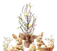 Árbol Decorativo De Semana Santa Con - Decoraciones de Mesa para la Primavera con Base de Tela de Yute - Árbol Artificial Con Luces,Para Repisa Chimenea Fiestas Bodas Reuniones Familiares