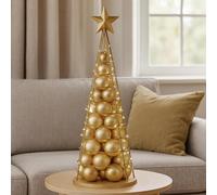Árbol decorativo HWC-O91, árbol de Navidad, decoración navideña, metal, 90 cm, dorado