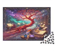 Árbol del Conocimiento Mágico Fantasía Puzzle de 1000 Piezas Papel para Adultos Escena Biblioteca Mística Relajante Actividad Familiar Decoración Regalo 70x50cm/1000pcs
