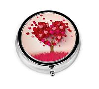 Árbol del corazón impreso, pastillero, pastillero cuadrado para bolsillo o monedero, pastillero pequeño, organizador de pastillas de viaje