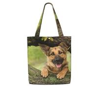 Árbol del perro pastor alemán,Bolsas de supermercado reutilizables, bolsas de compras, bolsas de lona de gran capacidad, bolso de hombro