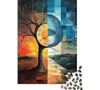 Árbol del Tiempo Puzzle de 1000 Piezas para Adultos Papel Cuatro Estaciones Arte Relajación Atención Decoración Familiar Regalo 38x26cm/1000pcs