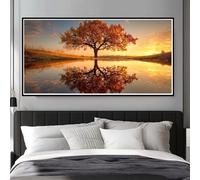 Árbol Dorado Diamond Painting Kit Completo 70x40 cm, 5D Square Diamond Painting Paisajes Grande Pintura de Diamante Cuadrado para Adultos, Kit Punto de Cruz Diamante Pintar con Diamantes (WL445)