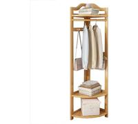 Árbol esquinero de madera natural con almacenamiento, perchero y estante independientes, entrada para el hogar y la oficina, elegante perchero de esquina