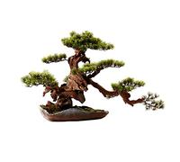 Árbol falso, planta artificial, árbol bonsái artificial de 16,9 pulgadas, gran árbol bonsái de pino verde de simulación, decoración de sala de estar interior, árbol falso Luohan Pine, jarrón de cerám