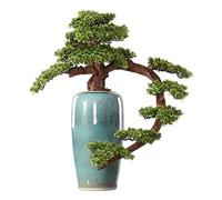 Árbol falso, planta artificial, árbol bonsái de 35,4 pulgadas, gran árbol bonsái de pino de simulación, decoración de sala de estar interior, planta en maceta de simulación con jarrón de cerámica, ár