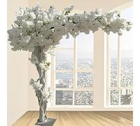 Árbol Flores de Cerezo Artificial, Árbol de Flor de Cerezo Japonés Artificial, con Tronco de Madera Natural y Flores Realistas para Oficina, Fiesta, Blanco,2x1.5m/6.6x4.9ft