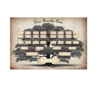 Árbol genealógico - Lienzo de 20 x 16 cm/36 x 24 cm | Tabla de árbol genealógico para decoración de pared del hogar, póster de genealogía | Para sala de estar, dormitorio, oficina, estudio, aula