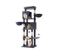 Feandrea Árbol Grande para Gatos, Torre para Arañar de 190,7 cm de Altura, Multinivel con 2 Cuevas, 2 Cestas, 5 Rascadores, Alfombra, Plataforma, Hamaca, Gris Oscuro PCT183G02