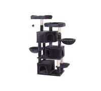Feandrea Árbol Grande para Gatos con 3 Cuevas para Gatos, Torre para Gatos de 164 cm, Gris Ahumado PCT98G