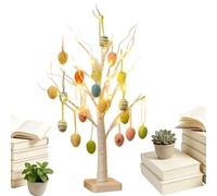 Árbol iluminado de Pascua - Imprescindible para la celebración de Pascua, con decoración de escritorio luminosa LED | Pieza central de mesa con forma de huevo de Pascua alimentada por batería y USB de