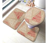 Árbol Juego de Alfombrillas de baño Estrella Floral Feliz Navidad Feliz año Nuevo Mis Mejores Deseos Alfombrilla de baño 3 Piezas Alfombra Tapa del Asiento del Inodoro Alfombrilla Antideslizante ALM