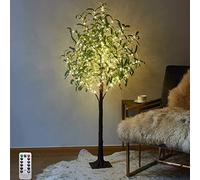Árbol LED 150 cm, Olivo LED Deco, 560 Hojas Verdes Iluminadas, Árbol de Luz 240 Leds, Árbol de Navidad Alternativo, 8 Modos de Luz, IP44, Olivo Iluminado, Árbol Verde Artificial con Luces