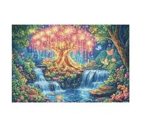 Árbol Luminoso Cascada Bosque Naturaleza Salvaje Puzzles 1000 Piezas Decorativo Coleccionable Obra De Arte Rompecabezas Familiar para Adultos Desafío Avanzado DIY Creativo 1000 PCS