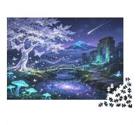 Árbol Luminoso Fantástico Puzzle de 1000 Piezas Papel para Adultos Escena de Río Encantado Juego de Puzzle 1000 Piezas Relajación Decoración Hogar Regalo Familiar 38x26cm/1000pcs