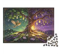 Árbol Mágico del Conocimiento Puzzle de 1000 Piezas Papel para Adultos Escena Nocturna Encantada Juego de Puzzle 1000 Piezas Relajación Decoración Regalo 38x26cm/1000pcs