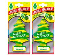 Árbol mágico Mono, perfume de coche, perfume Green Forest & Bergamot, fragancia decisiva y burbujeante, duración hasta 7 semanas, fabricado en Italia, lote de 2 piezas