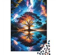 Árbol Majestuoso Puzzle de 1000 Piezas Papel para Adultos Reflejo Nocturno Juego de Puzzle 1000 Piezas Relajación Foco Decoración Regalo 70x50cm/1000pcs