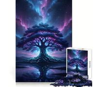 Árbol místico bajo el Cielo de la Aurora Boreal para Adultos, Rompecabezas de 1000 Piezas, Juguete para la Mente, Alivio de la ansiedad, Borde preciso, Regalo considerado (38x52cm)