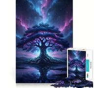 Árbol místico bajo el Cielo de la Aurora Boreal, Rompecabezas de 1000 Piezas para Adultos, Regalo, Juego Mental, Juguete para Pasar Tiempo en Familia, Corte preciso, Sorpresa de cumpleaños (38x26cm)