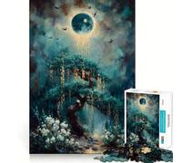 Árbol místico bajo una Luna resplandeciente, Rompecabezas de 1000 Piezas para Adultos, Regalos, Mejora de la Memoria, Tiempo Libre, Arte de Pared con Corte preciso (50x75cm)
