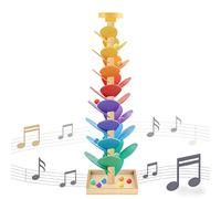 Árbol Musical de Madera con Bolas de Caída, Set de Juego Montessori con Recorrido de Canicas, Bolas Coloridas y Efectos Sonoros, Torre Sensorial en Movimiento, Juguetes Educativos para Niños
